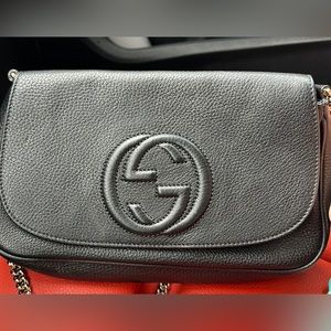 Gucci Soho Flap Leather Crossbody in Black (tassel not included)